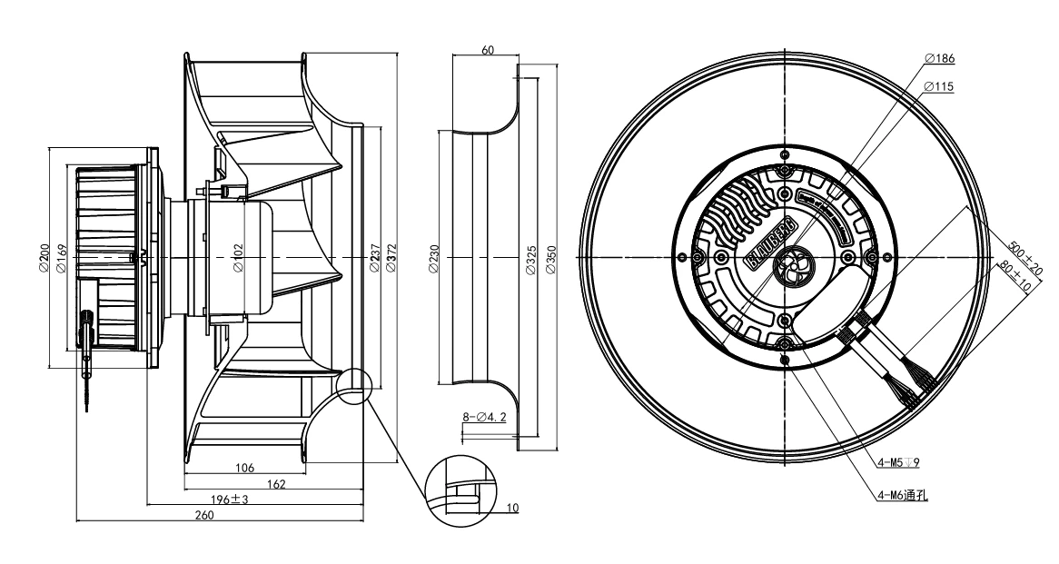 BL-B355B-EC-05 overall dimensions